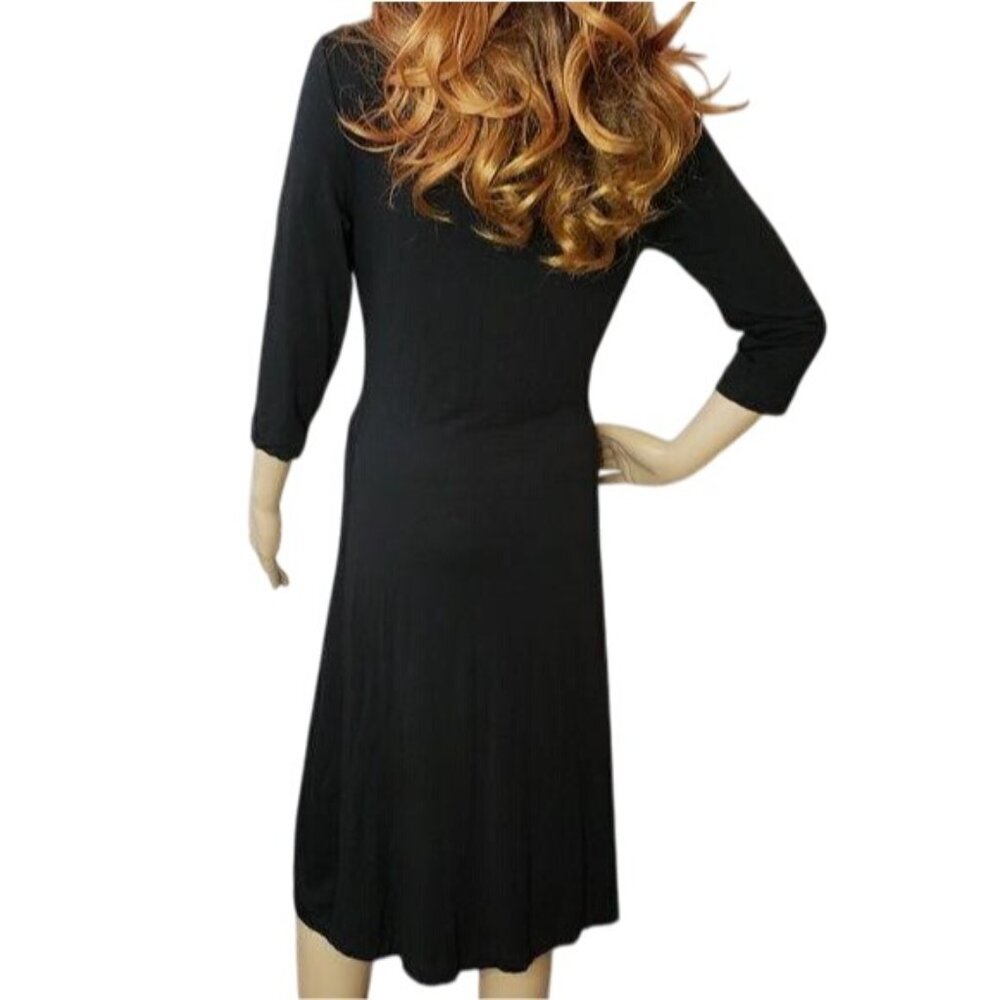 Banana Republic Black Stretch Dress faux wrap deep V neck XS little black dress - Picture 4 of 8